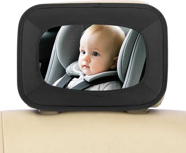 momo&dudu Autospiegel für Babys und Kleinkinder, bruchsicher und verstellbar, Schwarz - Bild 1