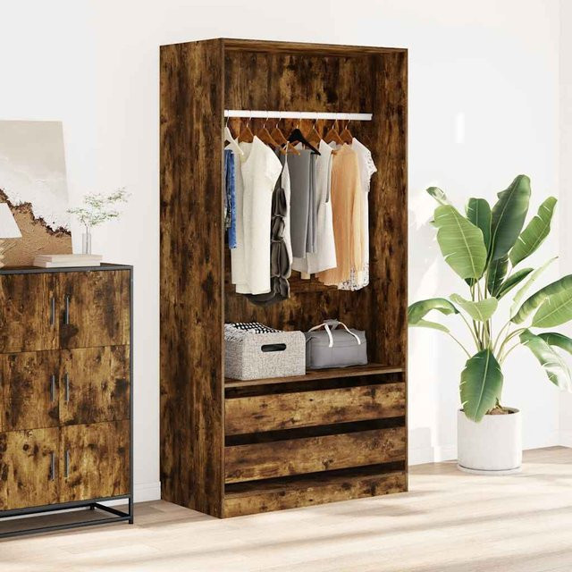 vidaXL Kleiderschrank aus Holzwerkstoff in Räuchereiche, Braun, B/T/H: 100 x 50 x 200 cm - Bild 3