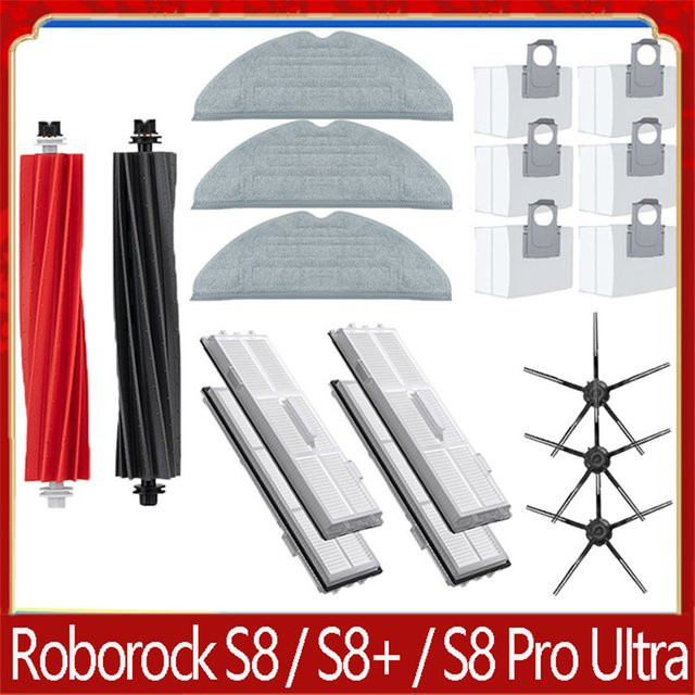 Roborock S8 Pro Ultra S8 Zubehör Set mit DuoRoller Bürsten, Seitenbürsten, Mopptüchern, HEPA Filtern und Staubbeuteln, Multicolor - Bild 1