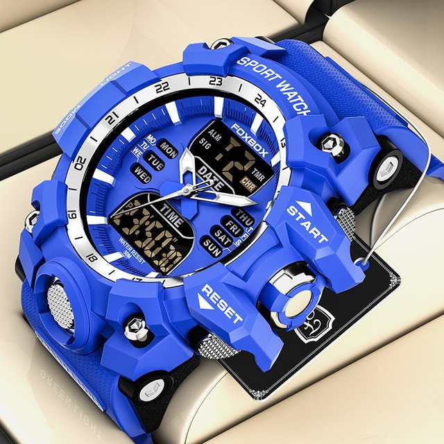Lige Digitaluhr, Quarz, Blau, Silikon, Herren - Bild 1