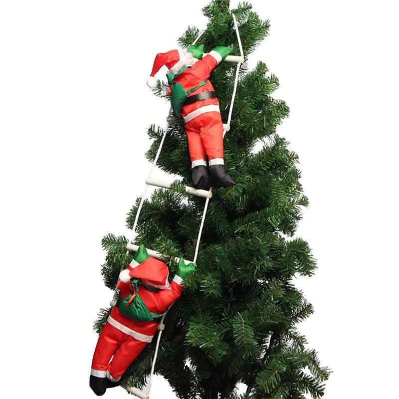 Beeinch Weihnachtsschmuck Santa Claus mit Kletterleiter als hängender Anhänger in Rot - Bild 2