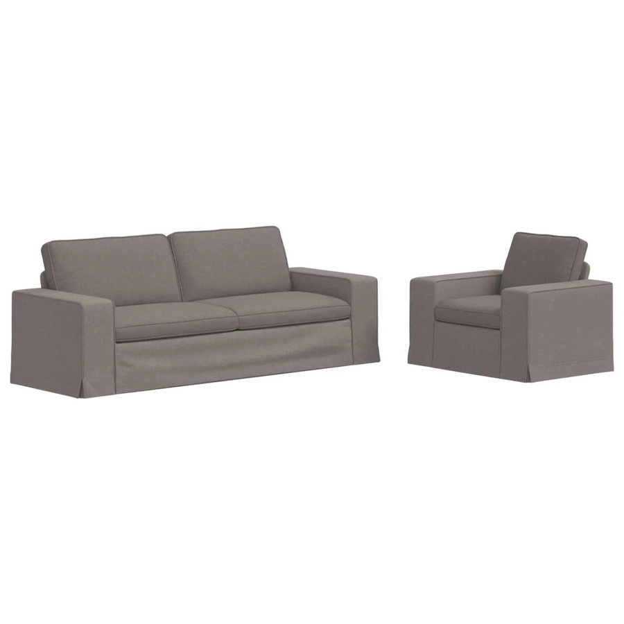 vidaXL Sofa Set 2-teilig modern in Taupe mit Stoffbezug und Metallrahmen B/T/H: 222 x 80 x 82 cm und 103 x 80 x 82 cm - Bild 2