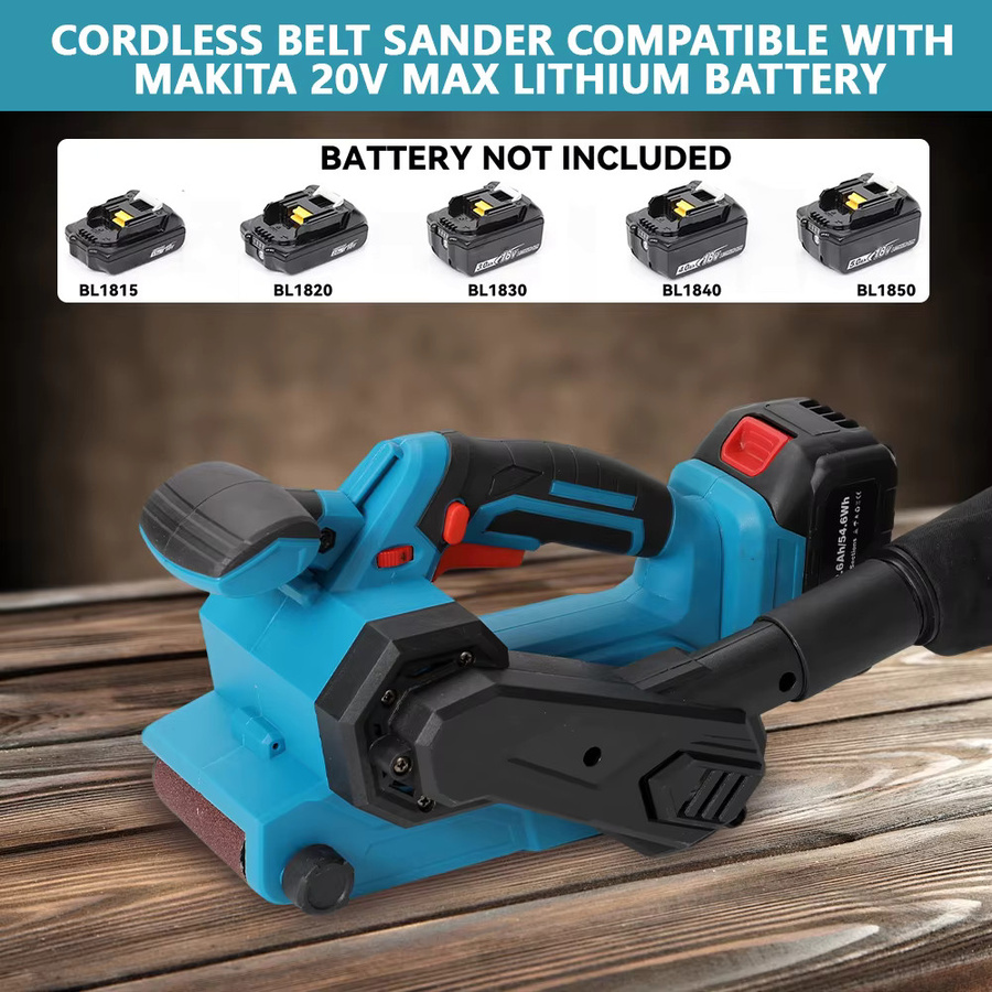 Makita 18V Akku-Bandschleifer mit 6 Geschwindigkeitsstufen und Gummi-Antivibrationsgriff in Blau, passend für Makita LXT 18V B-Serie Akkus - Bild 4