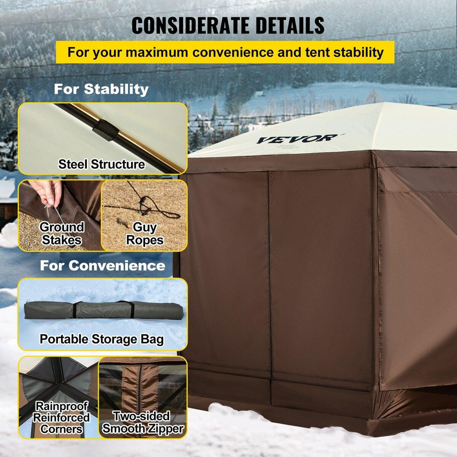 Buying Solutions MB Pop-up Camping Pavillon mit 6-seitigem Schutz in Beige, B/T: 3,6 x 3,6 m - Bild 6