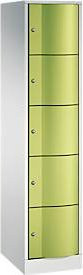 C+P Schließfachschrank Resisto mit 5 Fächern in Lichtgrau und Clowngrün, B/T/H: 39,6 x 54,0 x 195,0 cm - Bild 1