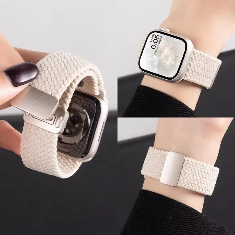 Geflochtenes Armband für Apple Watch, Textil, Weiß, Unisex - Bild 2