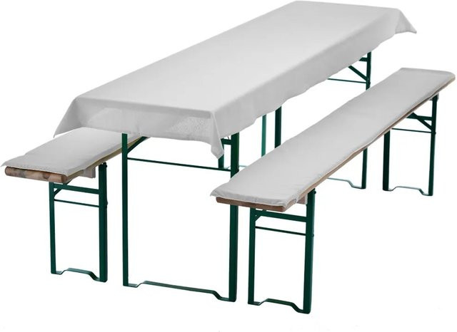 NYVI Bierbankauflagen Set NYVIGala 3-teilig in Weiß für Bierzeltgarnituren mit Tischdecke und Sitzpolstern, Breite: 240 cm, Tiefe: 90 cm - Bild 1