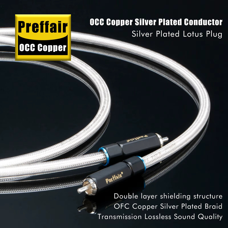 Preffair HiFi Audio RCA Koaxialkabel 75 Ohm OCC Versilbertes Digitales DC-Kabel in Silber - Bild 4