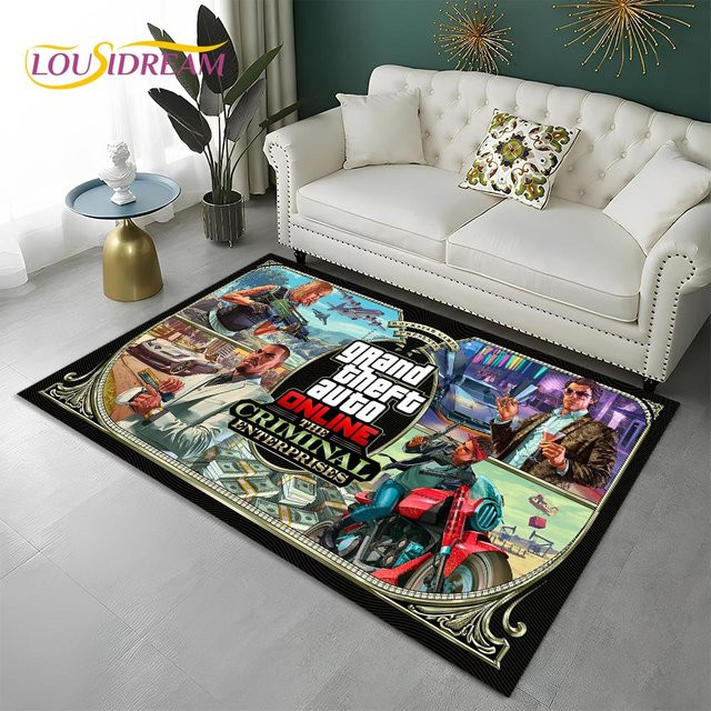 Karpetti Grand Theft Auto 3D Gamer Teppich, rutschfeste Bodenmatte aus Polyester für Wohnzimmer, Schlafzimmer oder Kinderzimmer, B/T: 60 x 40 cm, Multicolour - Bild 1