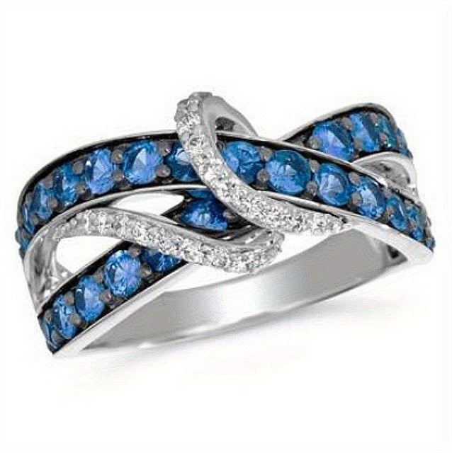 YoYo Ring, blau, Zirkonia, Silber, Damen - Bild 1
