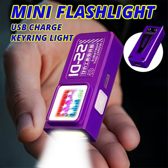 KDULIT Mini-LED-Taschenlampe mit Clip und USB-Wiederaufladung, Schwarz, Wasserdichtes Arbeitslicht mit 4 Modi für Outdoor und Camping - Bild 1