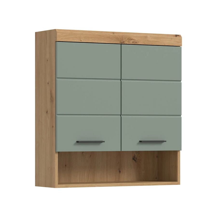Badhängeschrank Scout von Xonox in Eiche Artisan Nachbildung und Salbei mit offenen Regalfächern, B/H/T: 74 x 79 x 24 cm - Bild 2