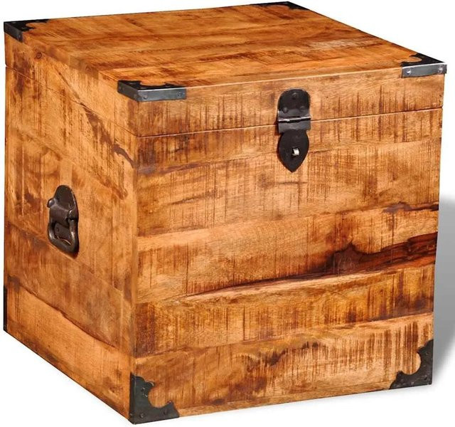 vidaXL Truhe aus rauem Mangoholz in Braun mit Würfelform - Bild 1