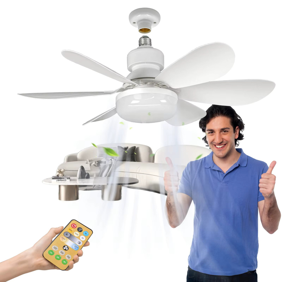 IRALAN LED-Deckenventilatorleuchte in Weiß mit Fernbedienung und Dimmfunktion, 40 W, E27, rund und modern - Bild 3