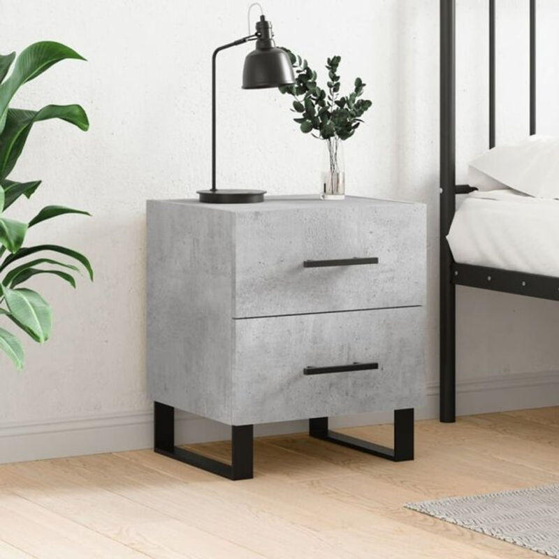 Vidaxl Nachttisch im Industrial Design aus Holzwerkstoff und Metall, Grau, B/T/H: 40 x 35 x 47,5 cm - Bild 1