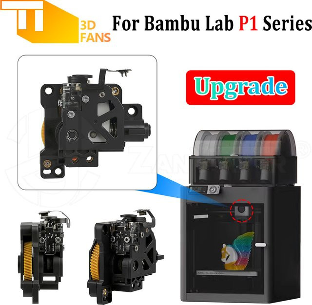 Robuste Extruder-Baugruppe für Bambu Lab P1P und P1S FDM 3D-Drucker in Schwarz - Bild 1