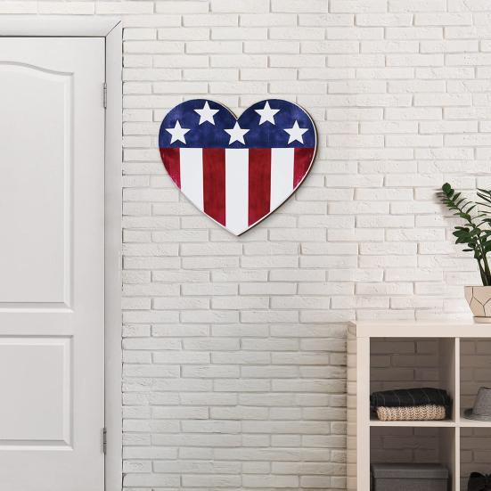 Outdeer Rustikales Holz-Wandschild mit Amerikanischer Flagge und Weißkopfseeadler in Multicolor für Zuhause und Büro - Bild 1