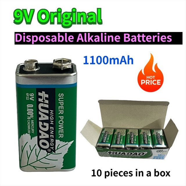 SUYIJIA 9V Alkalibatterie 1100mAh Einweg-Blockbatterie für Mikrofone, Multimeter und Rauchmelder - Bild 1