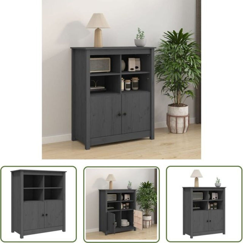 Vidaxl Sideboard aus Massivholz Kiefer in Grau im Landhausstil, B/T/H: 83 x 41,5 x 100 cm - Bild 1