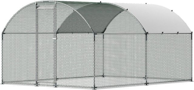Buying Solutions MB Metall-Hühnerstall mit Kuppeldach und Abdeckung in Silber, B/T/H: 4 x 3 x 2 m - Bild 1