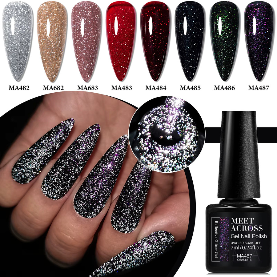 MEET ACROSS Gel Nagellack Set, 8 Stück, fluoreszierend, glänzend - Bild 6