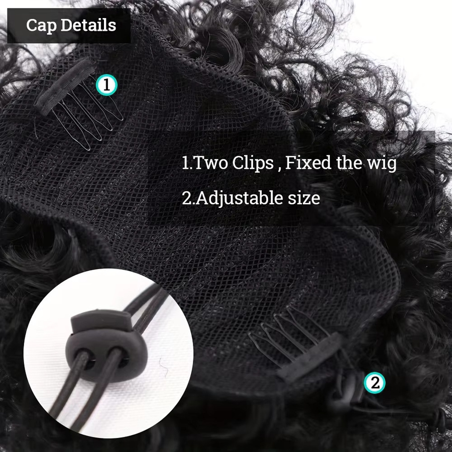 SHUOXIU Afro Puff Pferdeschwanz Verlängerung, Schwarz 1b, 80 g, Damen - Bild 4