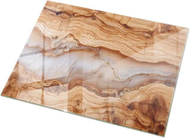 Tulup Couchtischplatte aus Naturholz mit Harz in Beige, rechteckig, B/T: 120 x 80 cm - Bild 1