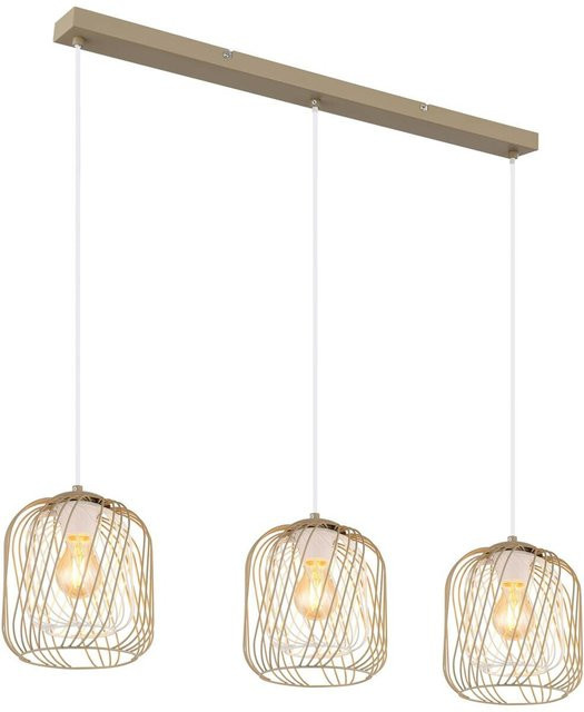 GLOBO Pendelleuchte DICHTI in Sandfarben aus Metall im Vintage-Design mit 3 E27 Fassungen, B/H/T: 18 x 150 x 84 cm - Bild 1
