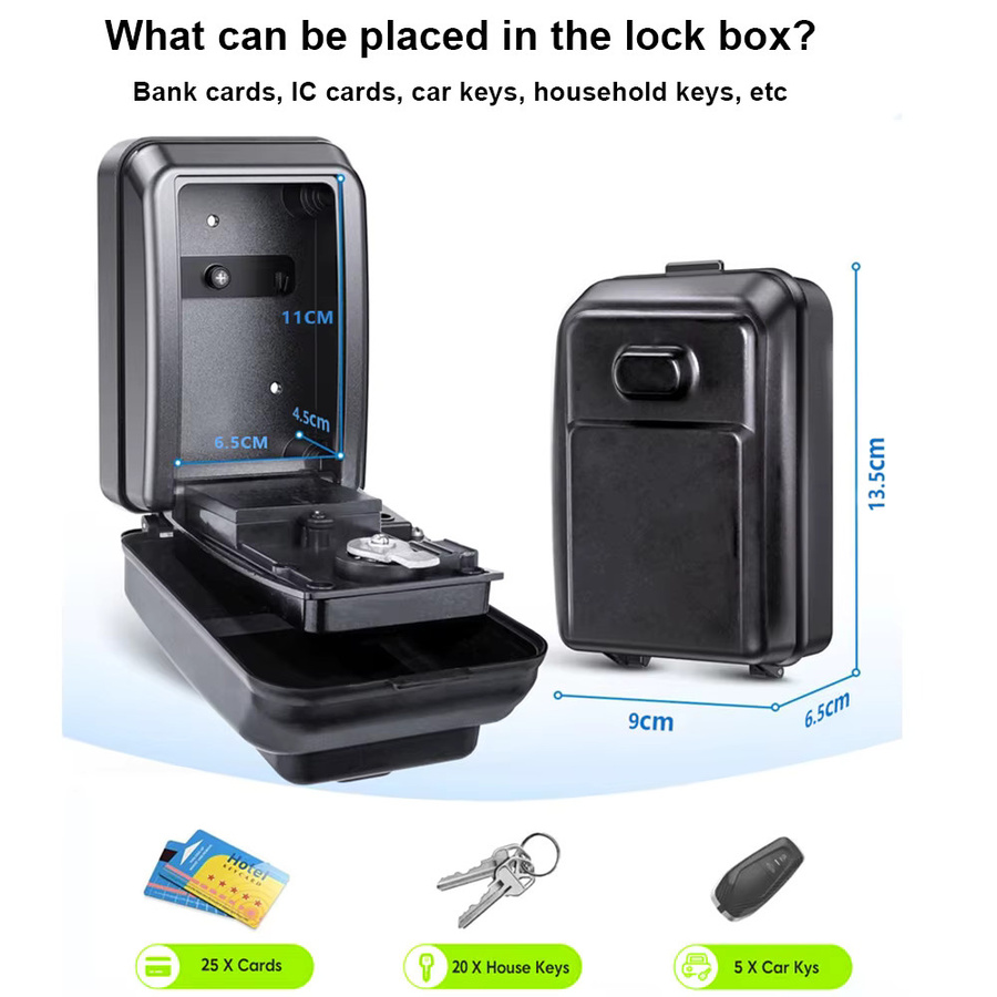 Tuya Smart Key Box Bluetooth-Schlüsselsafe in Schwarz mit digitaler Code-Entriegelung und Smart Life App-Kompatibilität für die sichere Schlüsselaufbewahrung, B/H/T: 13,5 x 9,0 x 6,5 cm - Bild 3