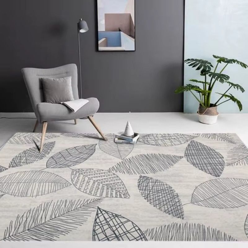 VIKAMA Nordischer minimalistischer Ultrafeiner Faserteppich mit geometrischen Mustern für Wohnzimmer und Schlafzimmer - Bild 3