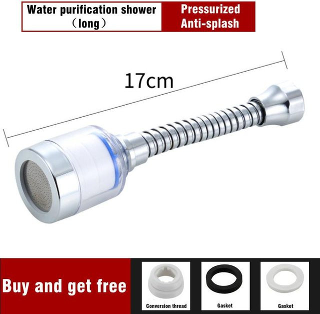 Yiran Furniture Wasserhahn Wasserfilter mit 360/1080 Grad schwenkbarem Duschkopf zur Entfernung von Chlor und Schwermetallen in Silber - Bild 1