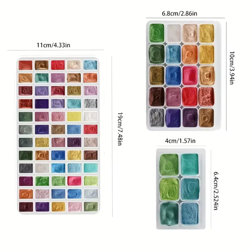 Tragbares Aquarell-Malset aus Metall mit funkelnden Perlen in Multicolour für Künstler - Bild 2