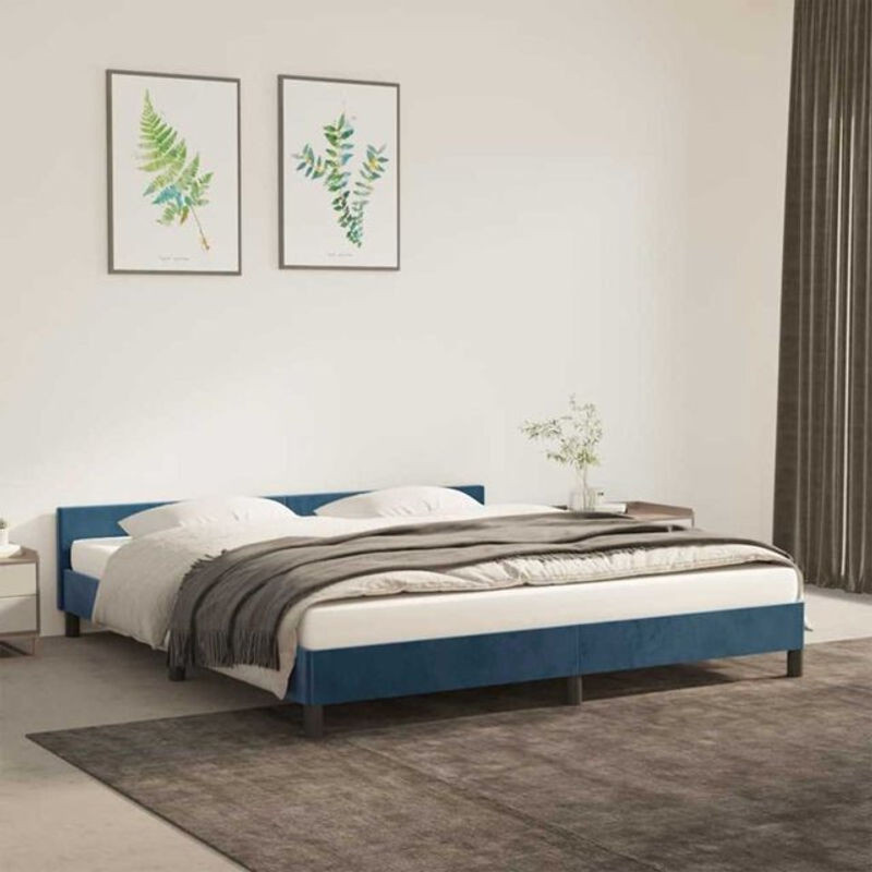 Vidaxl Polsterbett aus Samt und Holzwerkstoff in Blau, B/T/H: 160 x 200 cm - Bild 1