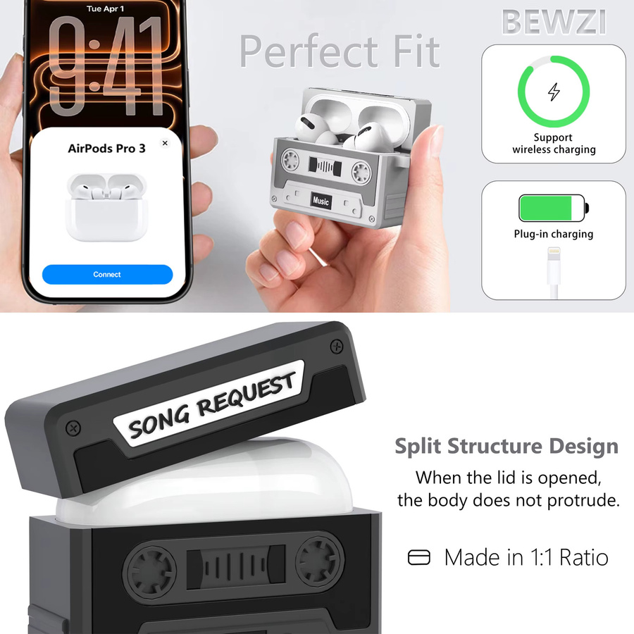 Schutzhülle für Apple AirPods Pro 3 in Grau mit Lanyard und Haken - Bild 5