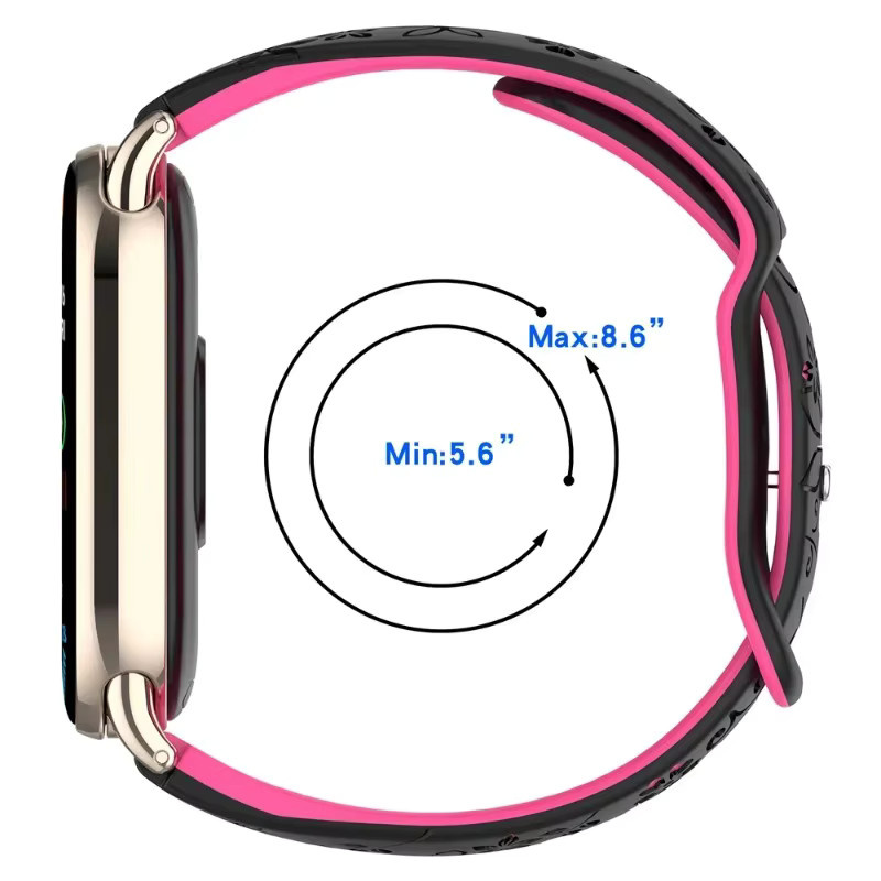 CAOWTAN Silikon Smart Armband mit Blumen-Gravur für Xiaomi Mi Band 9 und Mi Band 8 in Pink und Weiß - Bild 5