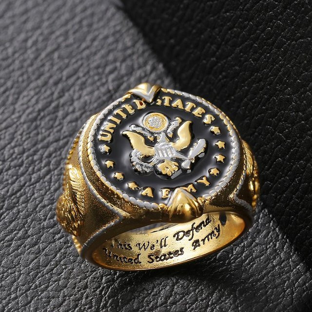 WOSIKATE Ring, Adlerkopf, Kupfer, Gold, Herren, Größe 8 - Bild 1