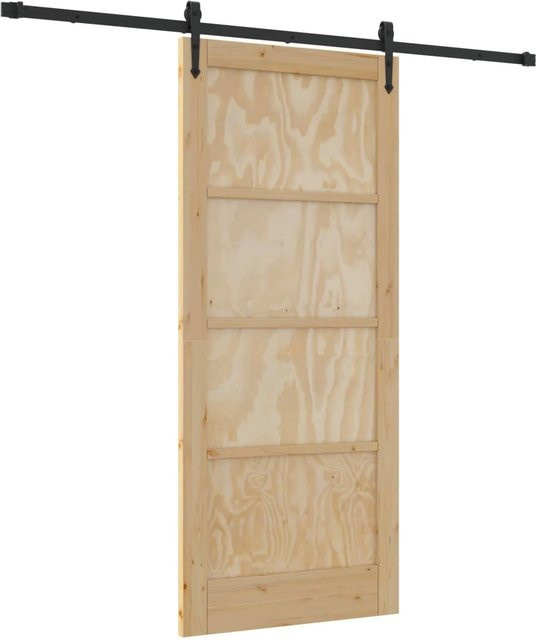 vidaXL Schiebetür ORKDAL aus massivem Kiefernholz in Natur, Farbe: Braun/Beige, B: 86 cm, H: 198,5 cm - Bild 1