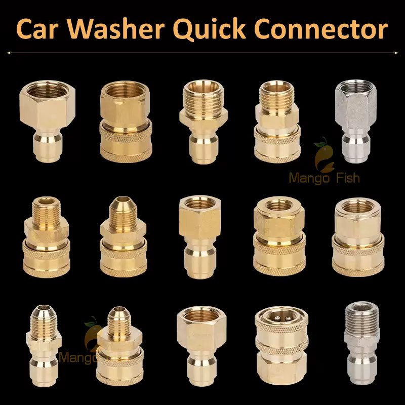 Kupfer Schnellkupplung Adapter Set für Hochdruckreiniger und Gartenschläuche in Gold - Bild 2