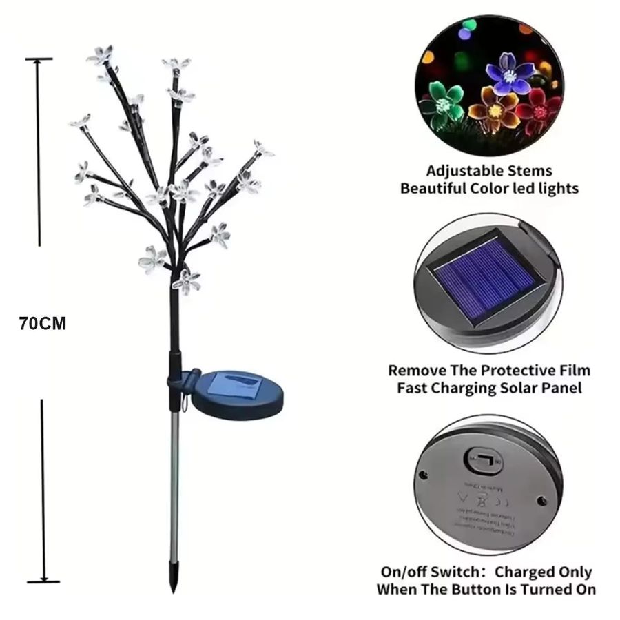 YORYZENG Solar Kirschblüte Bodenlampe LED wasserdichte Gartenbeleuchtung für Pfad und Landschaft als Outdoor Atmosphäre Licht - Bild 5
