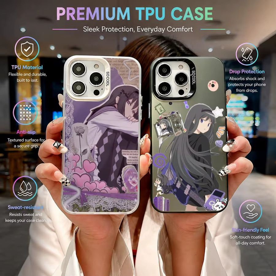 Anime Waifu Homura Handyhülle aus transparentem TPU für Apple iPhone 11 12 13 14 15 16 17 Pro Max, stoßfeste und anti-gelbe Schutzhülle - Bild 2