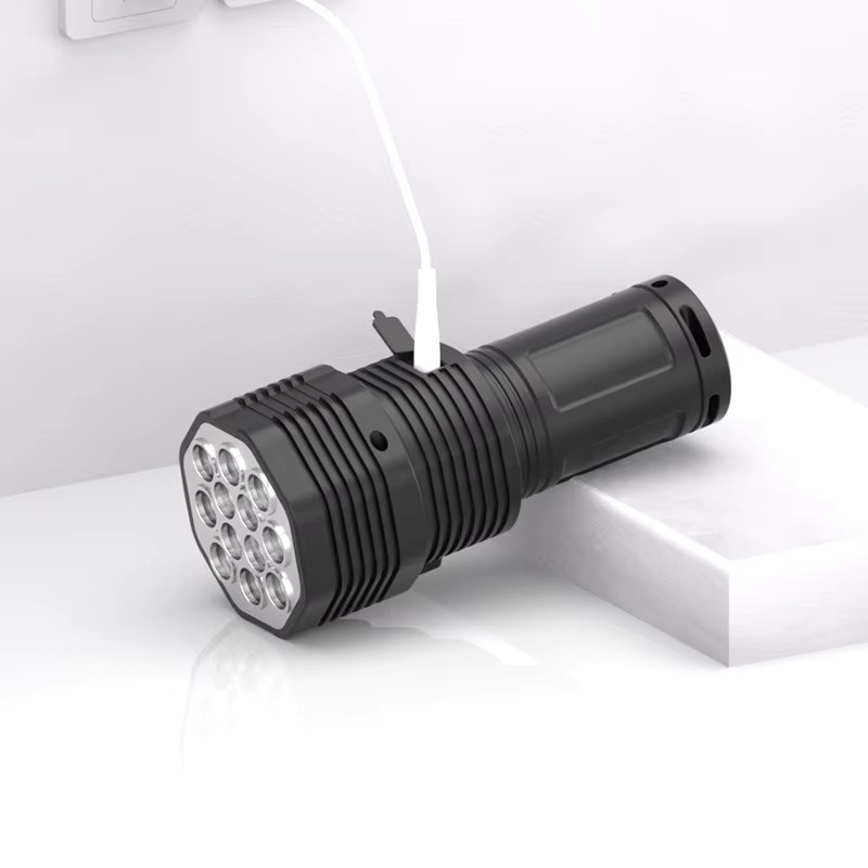 ESMARTER LED Taschenlampe mit USB-Aufladung und COB-Beleuchtung in Schwarz - Bild 2
