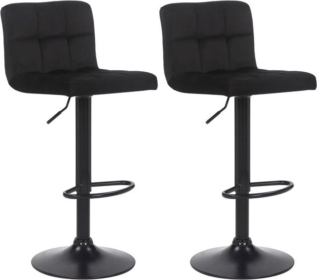 2er Set Barhocker DELUKE RIVAN aus Samt in Schwarz mit Lehne und modernem Design, B/T/H: 40 x 40 x 85 cm - Bild 1