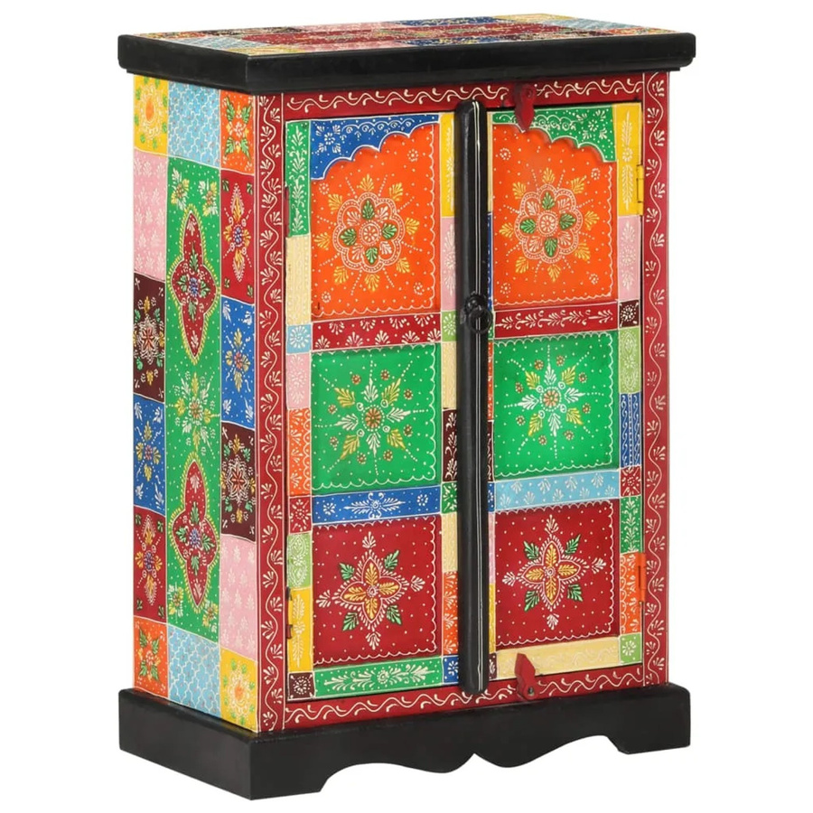 vidaXL Sideboard aus Mango-Massivholz mit Türen, handbemalt, multicolor, B/T/H: 53 x 30 x 75 cm - Bild 2