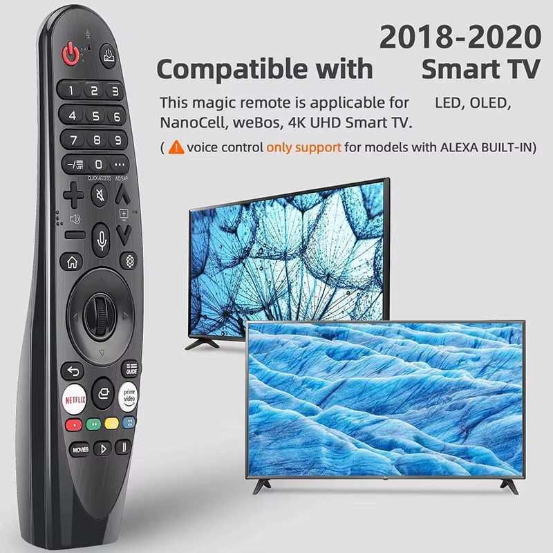 VORTNGLE Universelle Sprachfernbedienung für Smart 4K HD TV Magic mit Zeigerfunktion, Ersatzfernbedienung für MR20GA MR19BA MR18BA, Schwarz - Bild 2