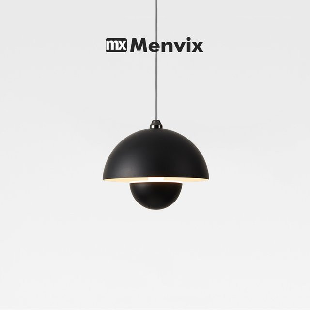Menvix Designer Pendelleuchte Blumenknospe in Schwarz aus Metall für Küche und Wohnzimmer mit LED-Beleuchtung - Bild 1