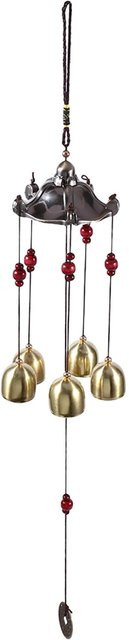 CosyHome Metall Windspiel Beste Wünsche Glocke als hängende Gartendekoration in Grau und Gold - Bild 1