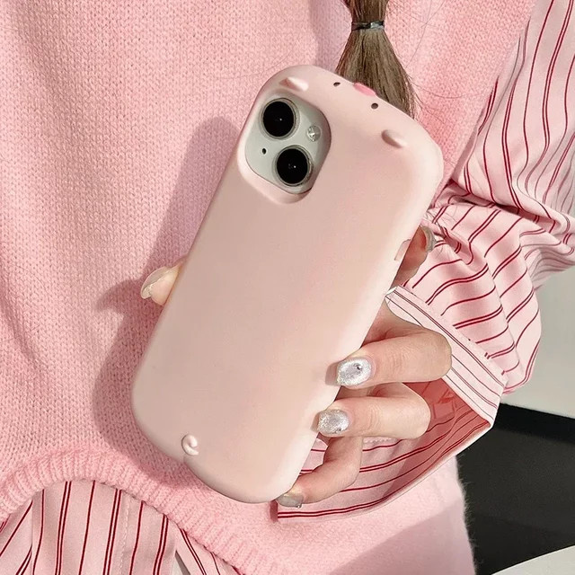 Rosa 3D Schweinchen Silikonhülle für Apple iPhone 16 Pro Max, 15, 14, 13, 12 Pro Max - Bild 1