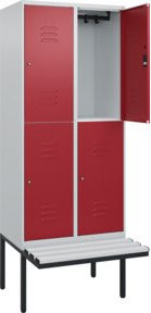 C+P Doppelstock-Spind Classic PLUS Sitzbank mit 2 Abteilen und Zylinderschloss, B/T/H: 212,0 x 80,0 x 81,5 cm, Kunststoff-Sitzfläche - Bild 1