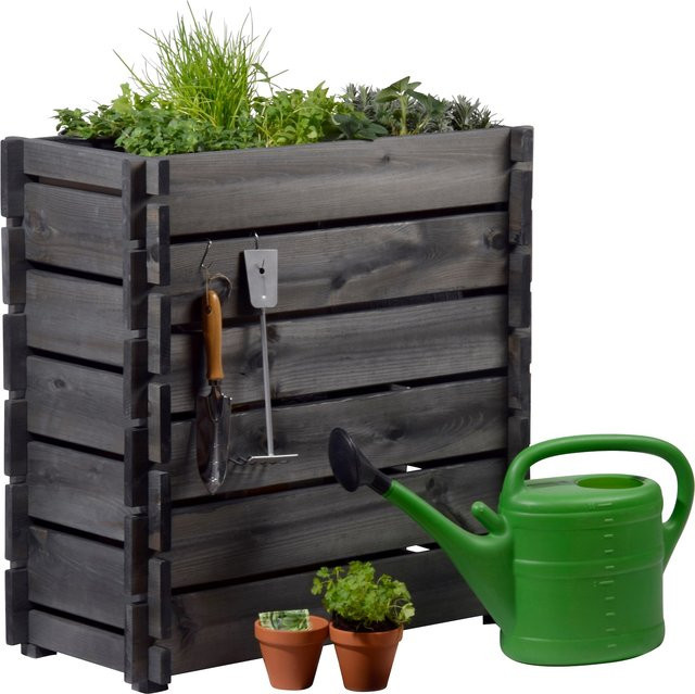 Dobar Tischbeet mit Stecksystem aus Kiefer in Anthrazit, H: 79 cm, B: 37 cm, T: 79 cm - Bild 2