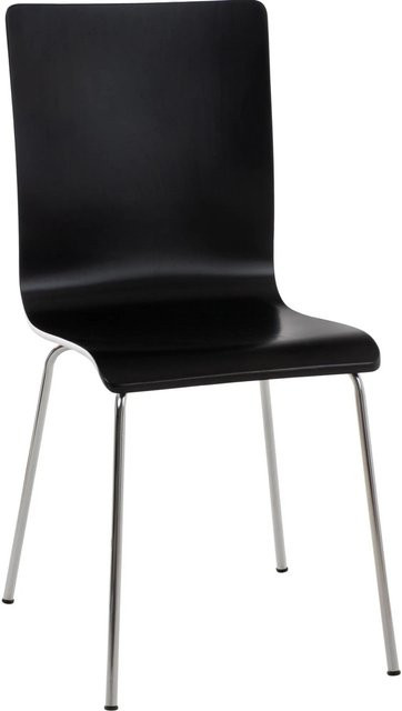 DELUKE Besucherstuhl PEPE Konferenzstuhl in Schwarz mit Chromoptik Gestell aus Holz und Metall, H x B x T: 87 x 43 x 47 cm - Bild 1